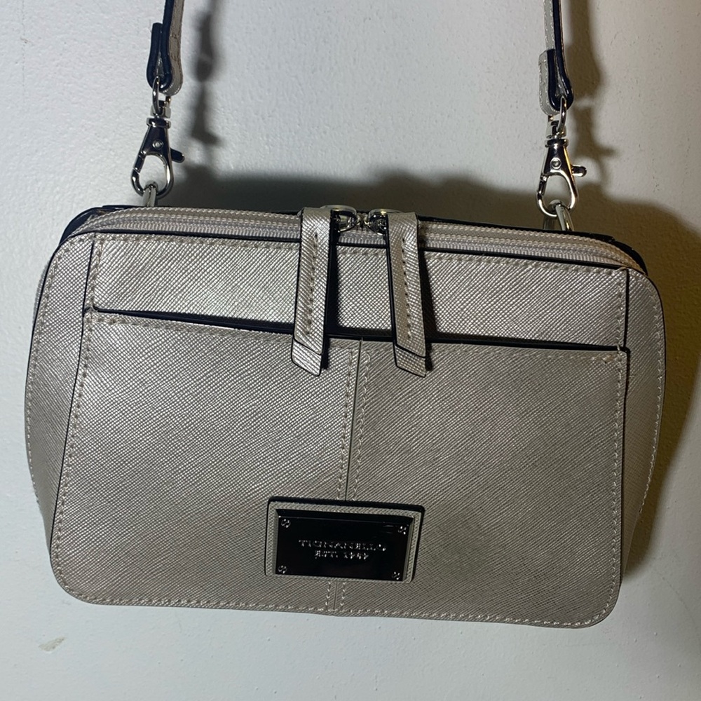 Tignanello silver genuine leather organizer/crossbody belt bag